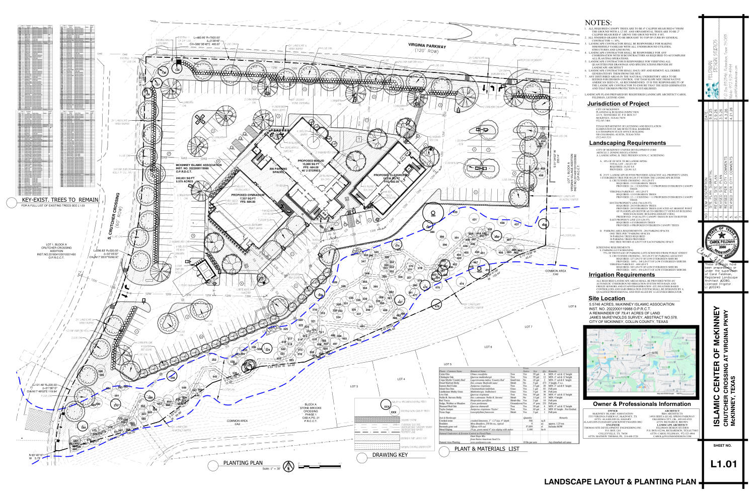 Proposed landscape plan sheet L1.01